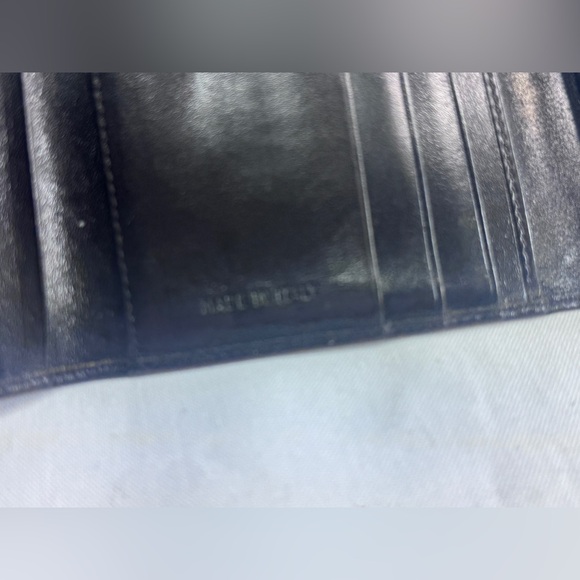 Prada Snap Button Trifold Wallet Bronze Metallic Brown Leather Cardholder Italy - Picture 6 of 15